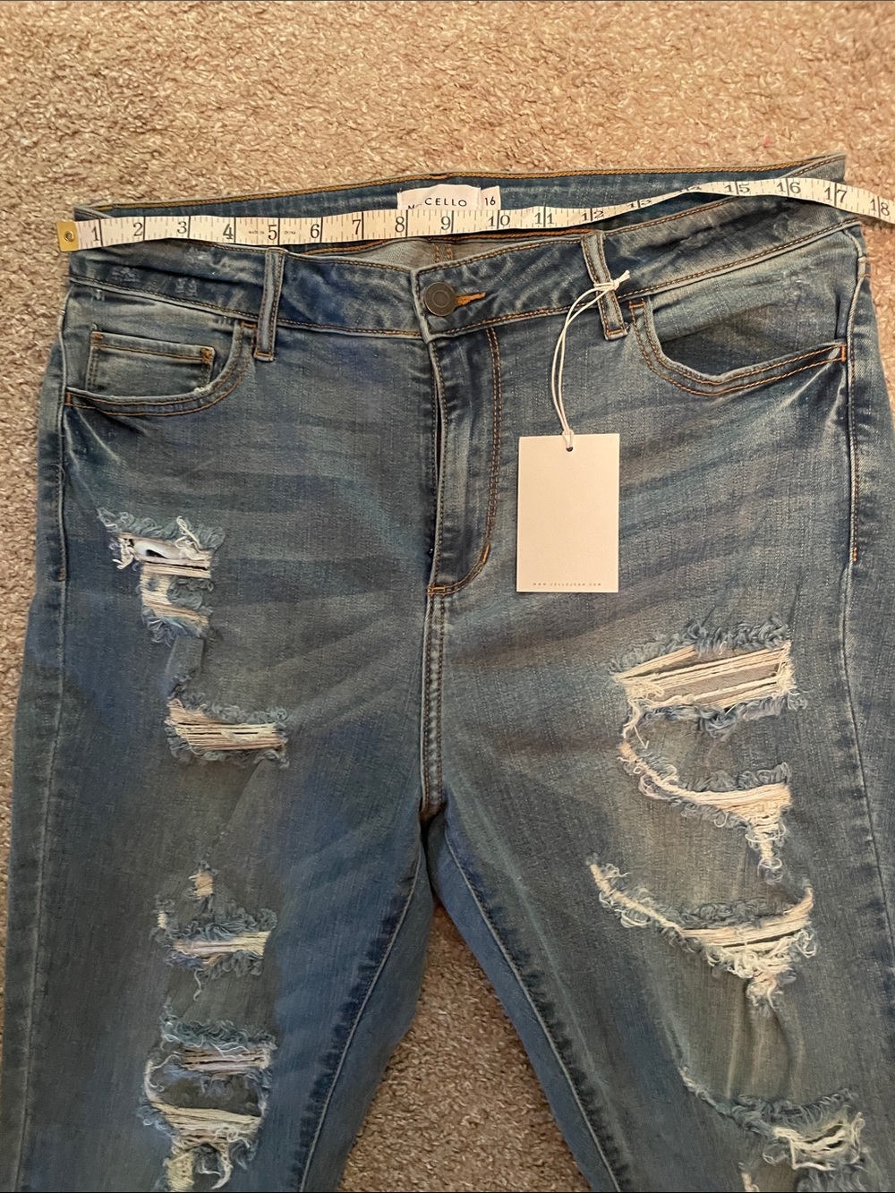Cello Distressed Straight Leg Jeans in Medium Blue, 16 - Picture 5 of 7